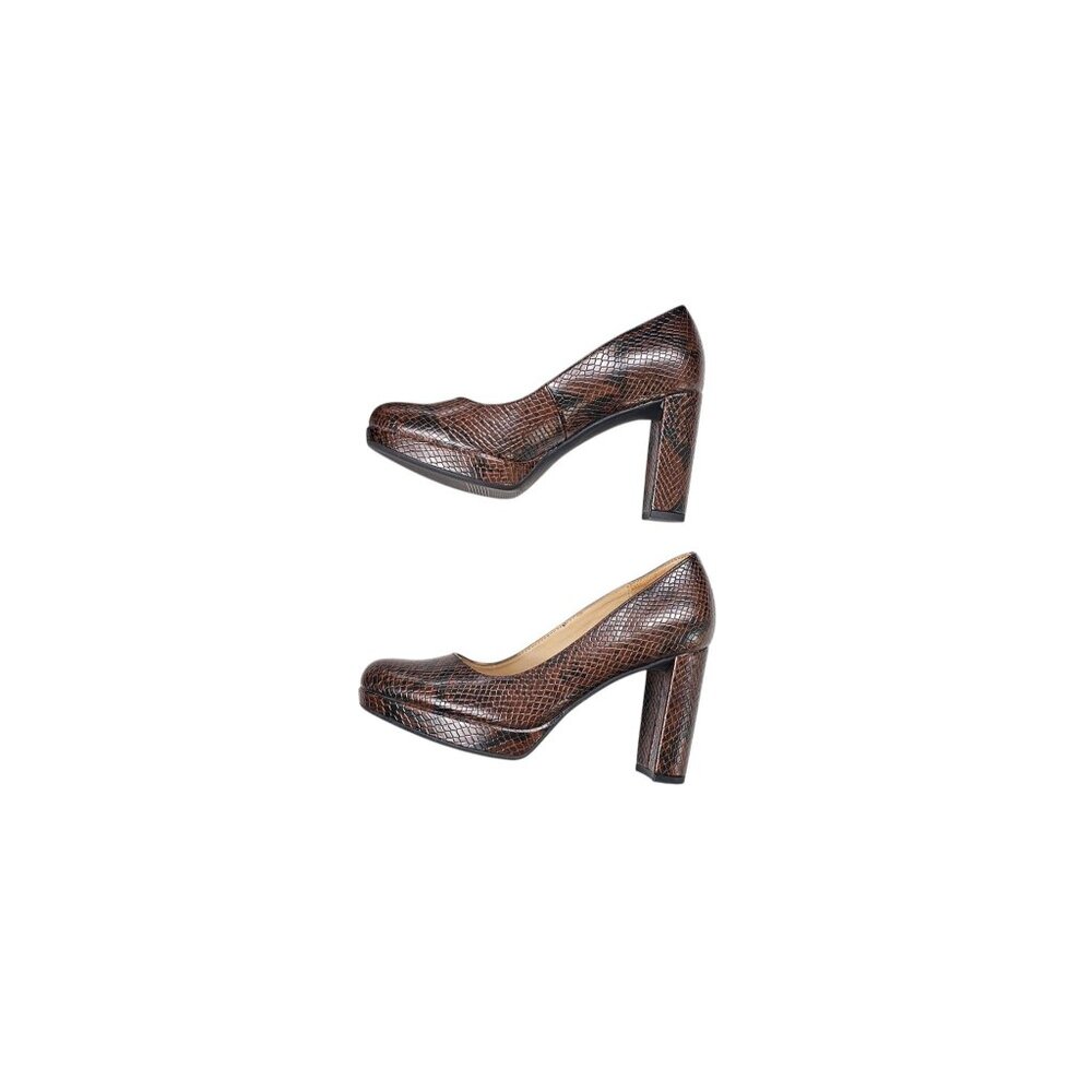 Nine West Faux Snakeskin Platform Heels Size 5.5 US Brown - Picture 2 of 5
